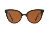 Ivy, Two-Tone Wood Cat-Eye Sunglasses with Polarized Lens - Front