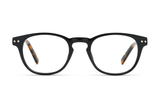 Dash Black, Retro Square Black Acetate Glasses - Front