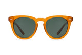 Sunset, Orange Round-Square Sunglasses with Polarized Green Lenses - Front