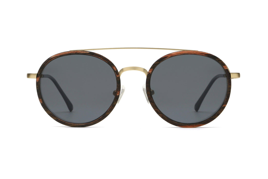 Aspen Gold, Round Double Bridge Sunglasses - Front