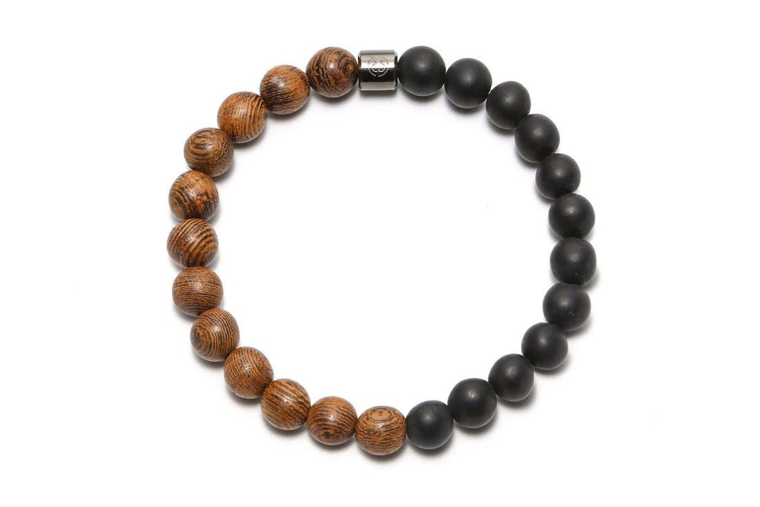 Onyx Bracelet with Wooden Beads for men