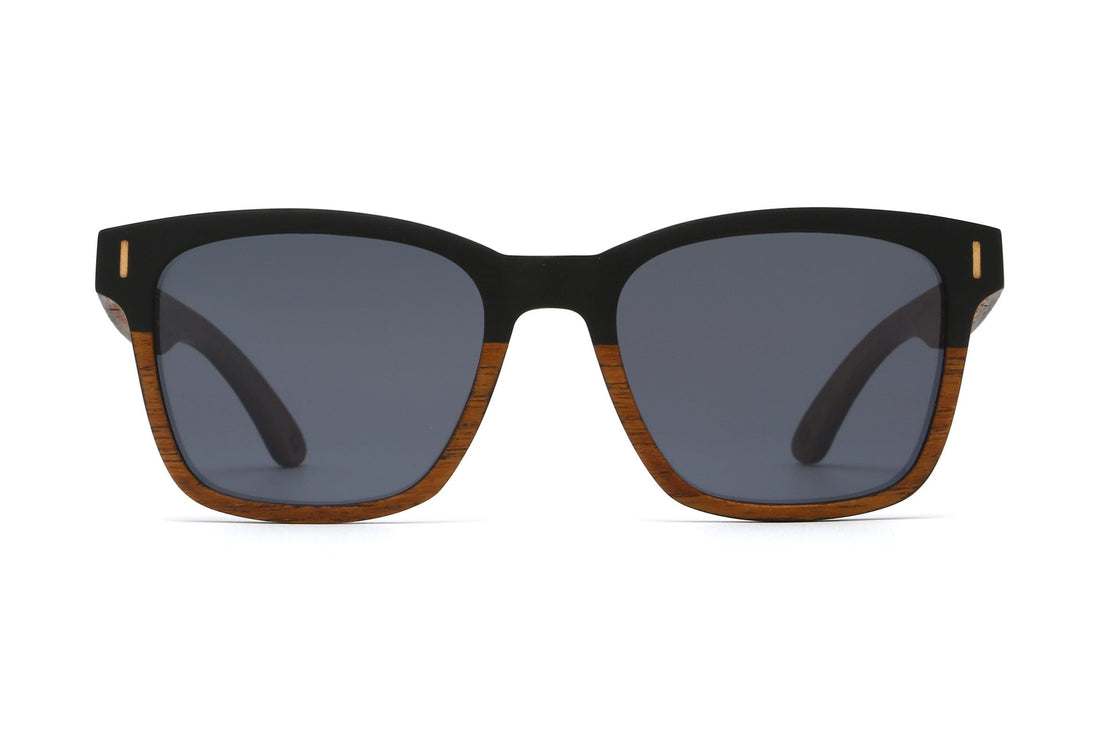 Oxford, Polarized Square Wood Sunglasses - Front