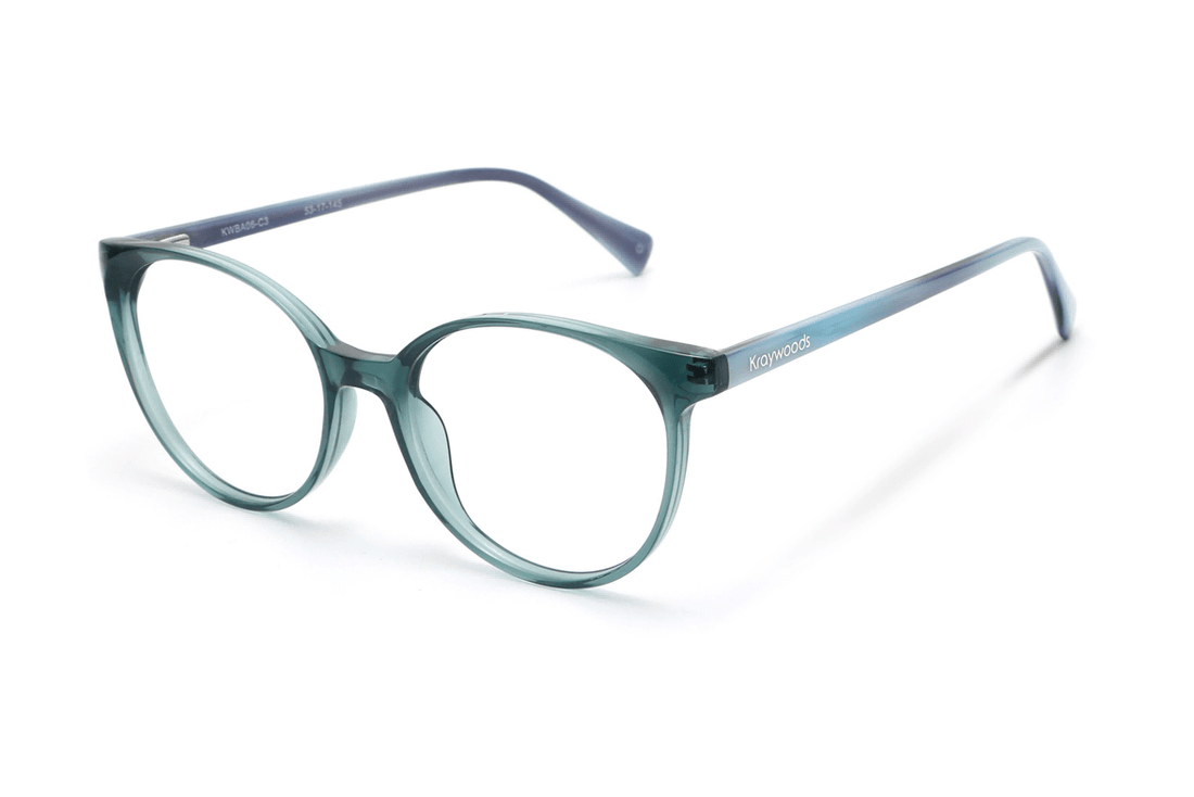 Felicity Blue, Oval Blue Turquoise Acetate Glasses - Angled