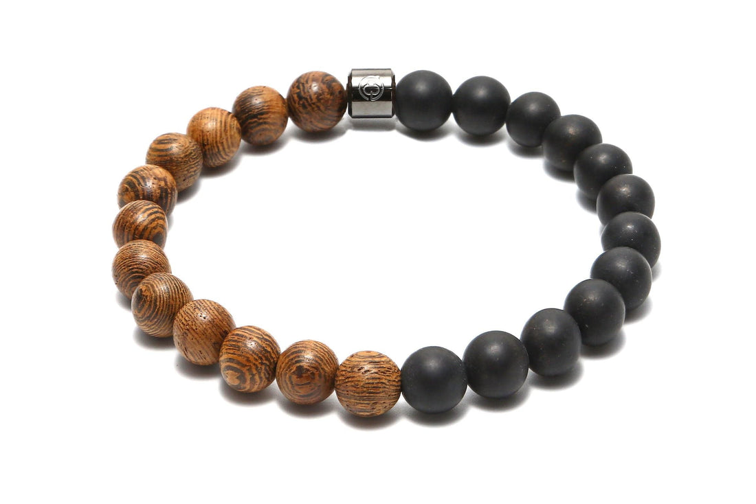 Onyx Bracelet with Wooden Beads for men