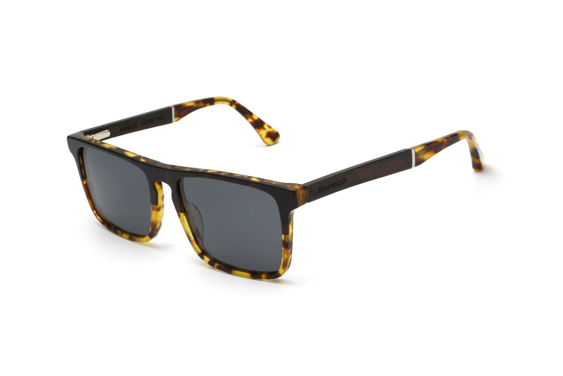 Felix, Yellow Tortoise Rectangle Sunglasses - Angled