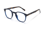 Dare Navy, Retro Square Navy Blue Acetate Glasses - Angled