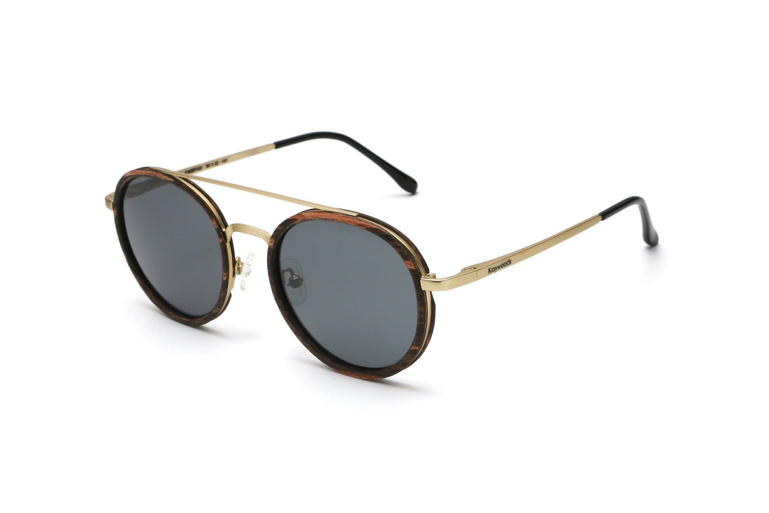 Aspen Gold, Round Double Bridge Sunglasses - Angled