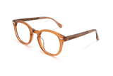 Fierce Brown, Clear Brown Thick Frame Glasses - Angled 