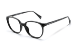 Serene Black, Oval Black Acetate Glasses - Angled