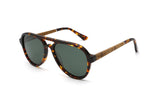 Runner, Green Tortoise Aviator Sunglasses - Angled