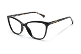 Allure Black, Cat Eye Black Acetate Glasses - Angled