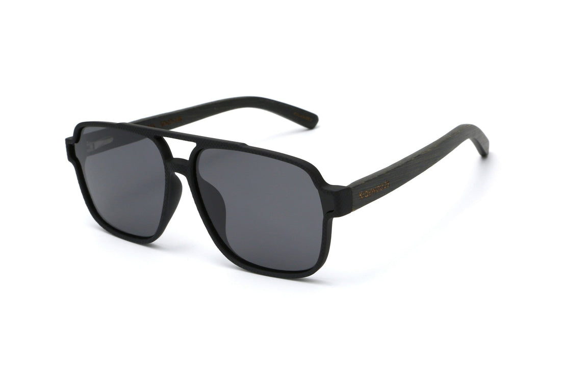 Parker, Black Oversized Aviator Sunglasses - Angled