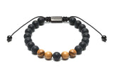 Black Onyx & Wood Bead Bracelet Macrame 