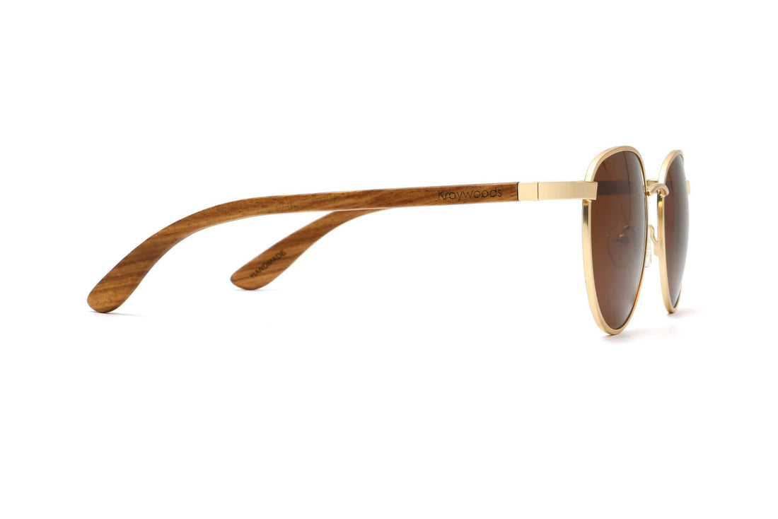 Austin Gold, Round Gold Metal Sunglasses - Side