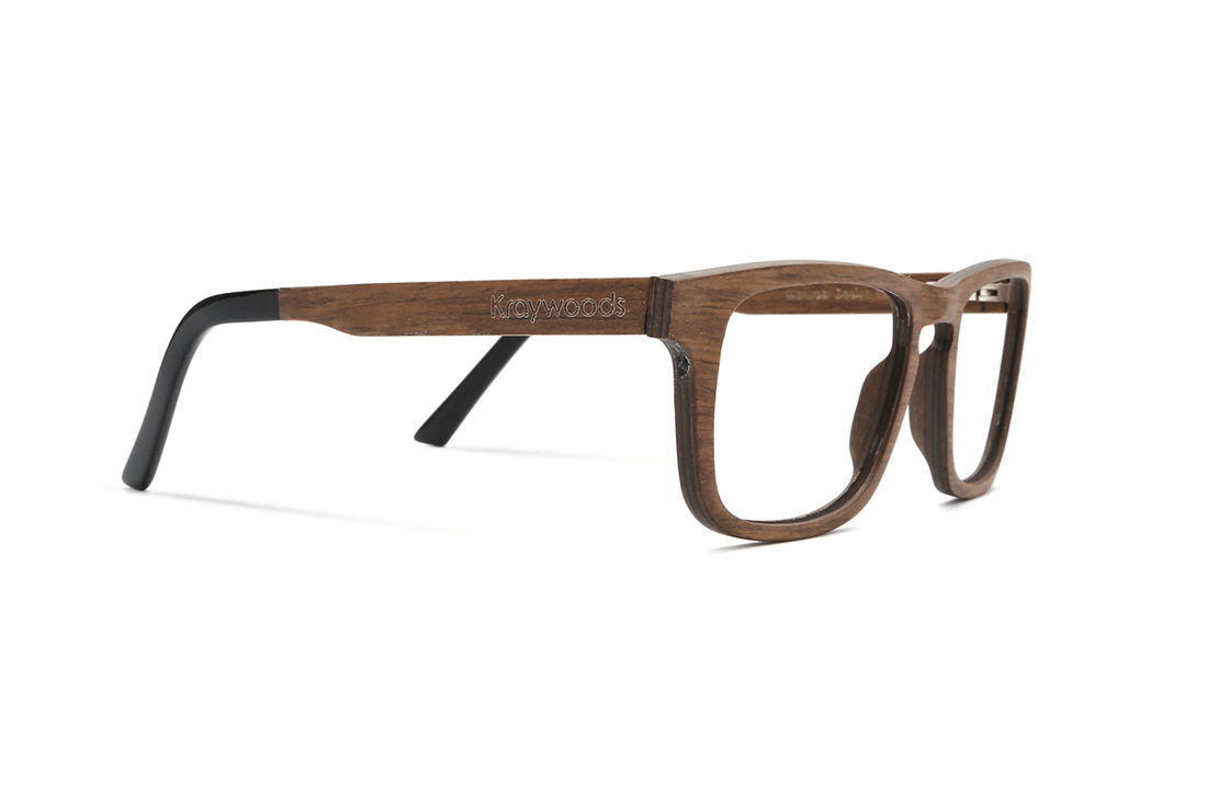 Bold Brown, Rectangle Brown Oak Wood Glasses - Side