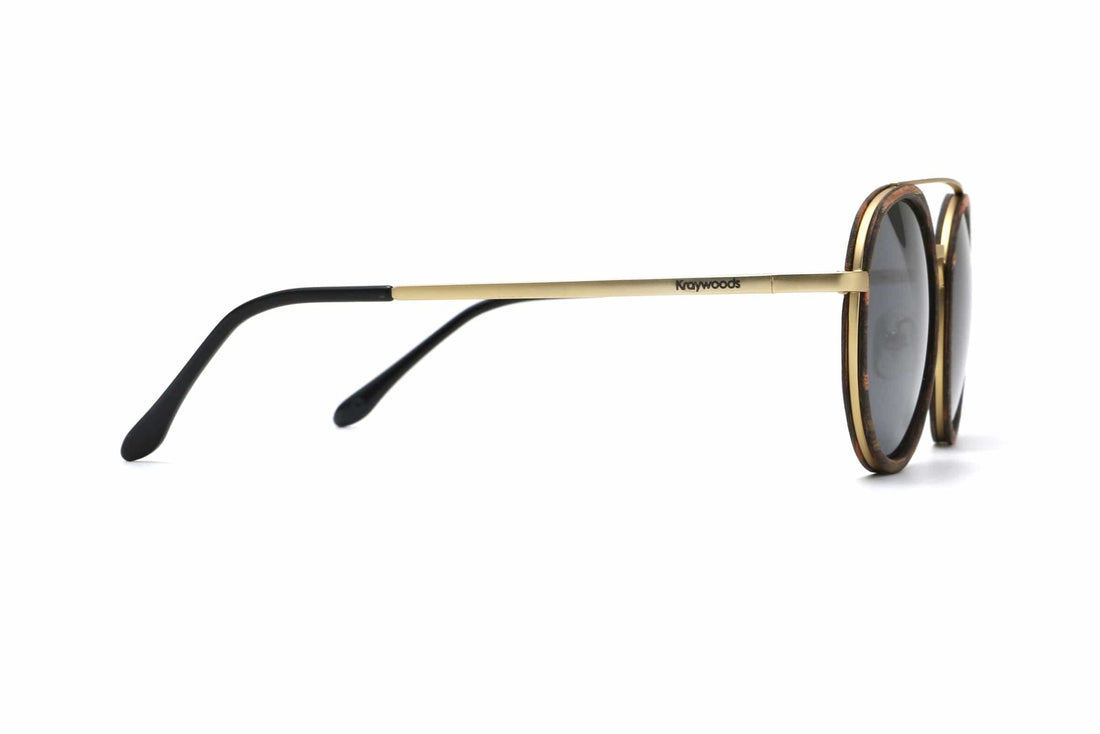 Aspen Gold, Round Double Bridge Sunglasses - Side