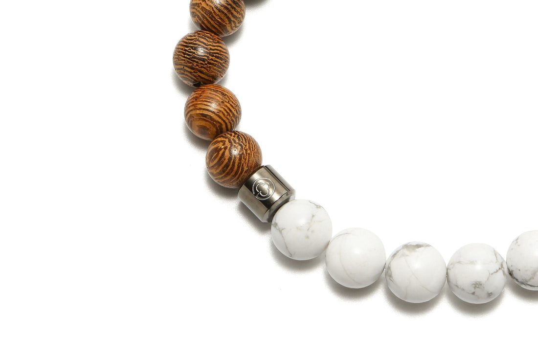 Marble Bracelet with Wooden Beads for women