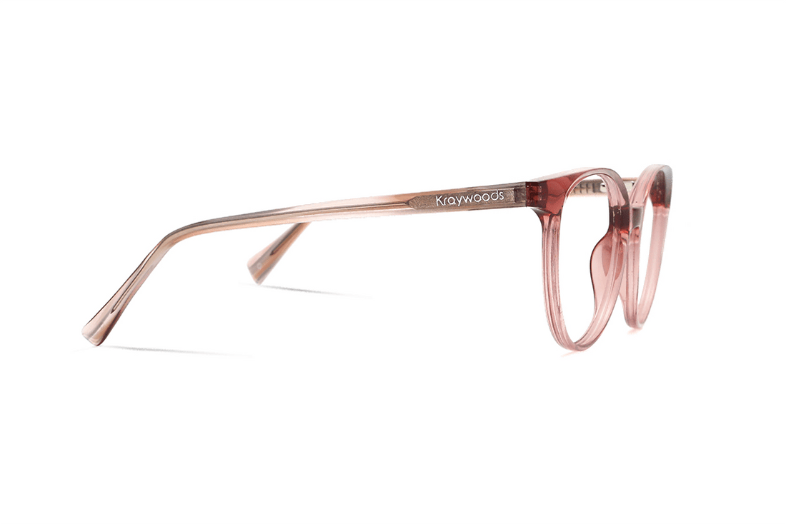 Felicity Pink, Oval Pink Acetate Glasses - Side