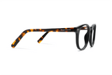 Dash Black, Retro Square Black Acetate Glasses - Side