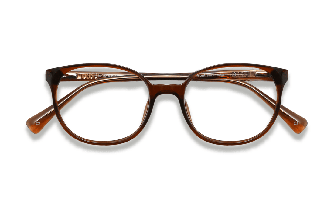 Serene Brown, Oval Brown Acetate Glasses - Folded