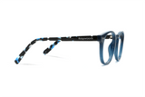 Dash Navy, Retro Square Navy Blue Acetate Glasses - Side