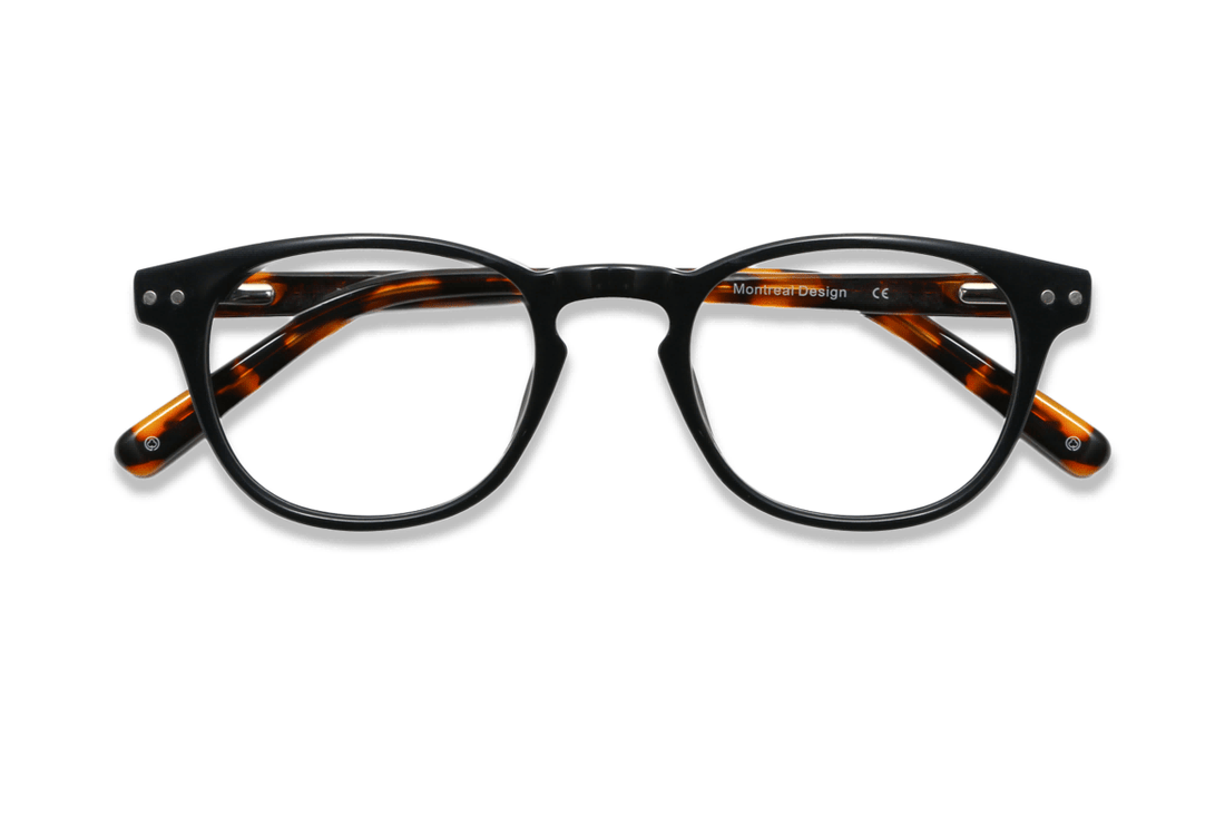 Dash Black, Retro Square Black Acetate Glasses - Folded