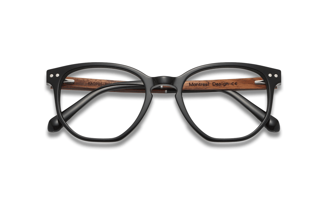 Faith Black, Black Acetate Geometric Glasses - Folded