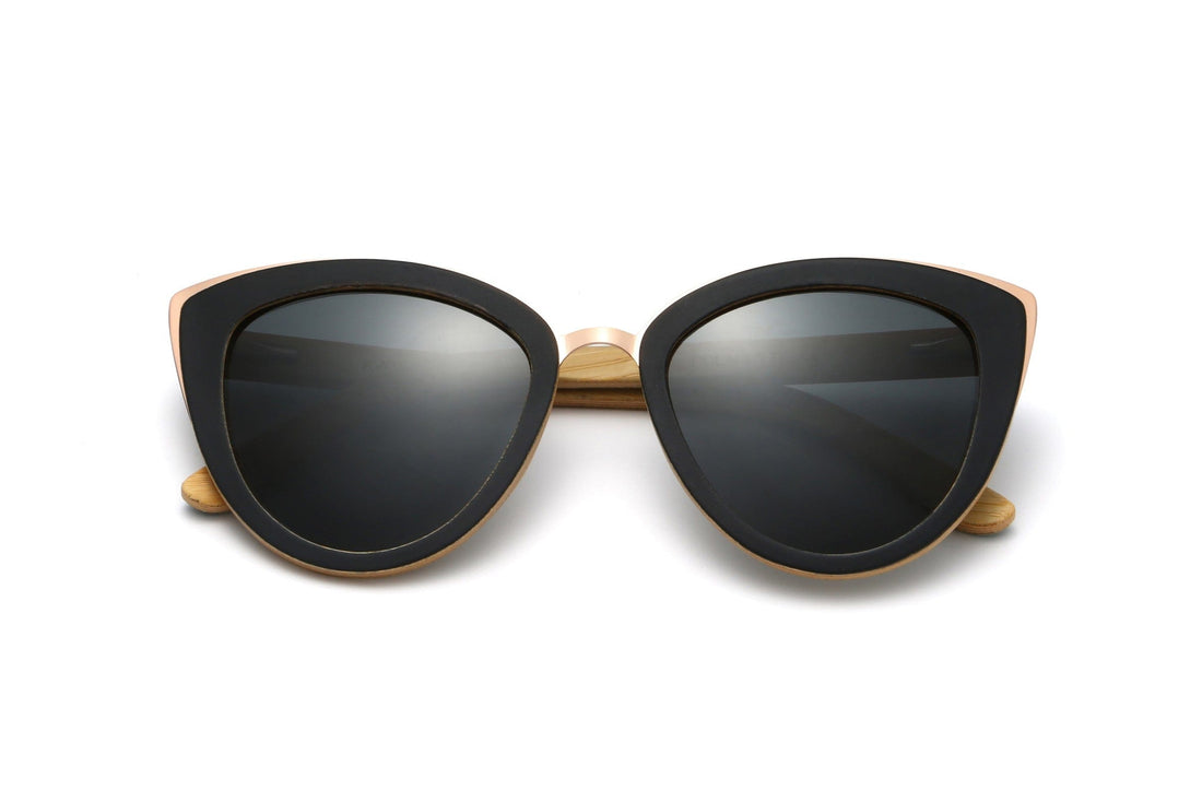 Willow, Black Oversized Cat Eye Sunglasses - Folded