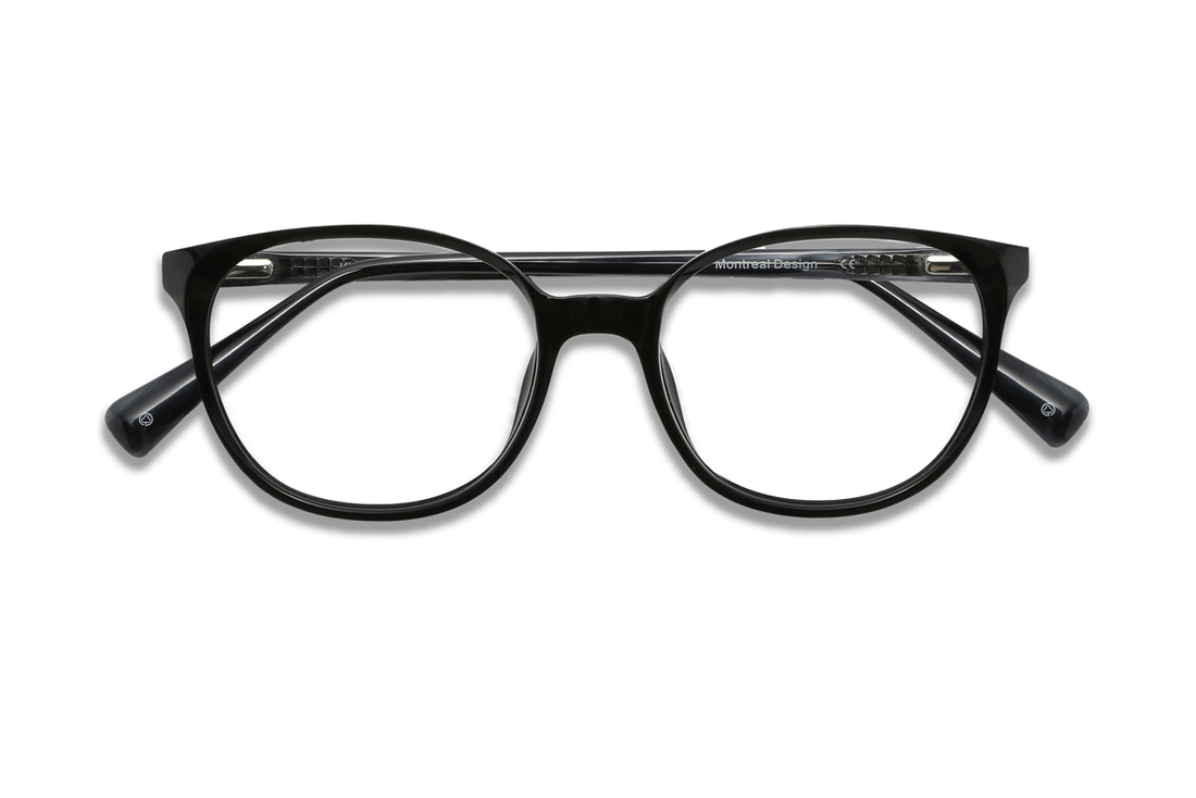 Serene Black, Oval Black Acetate Glasses - Folded