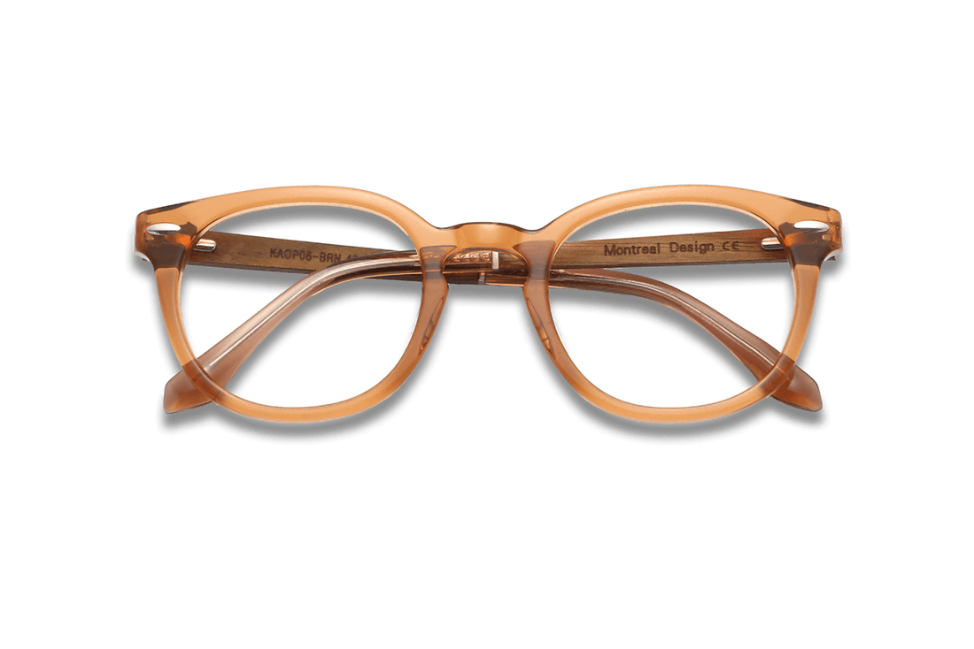 Fierce Brown, Clear Brown Thick Frame Glasses - Folded