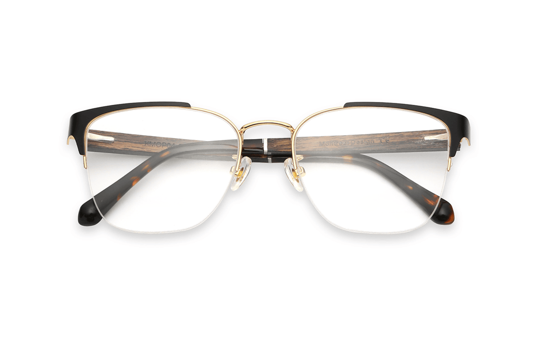 Enchanted Gold, Semi Rimless Cat Eye Glasses - Folded