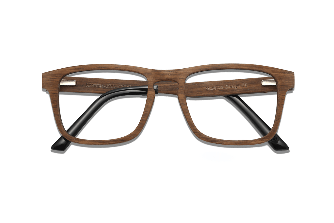 Bold Brown, Rectangle Brown Oak Wood Glasses - Folded