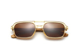 Tanner, Translucent Brown Retro Aviator Sunglasses - Folded