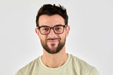 Man wearing Trust Brown, Brown Acetate Square Glasses