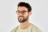 Man wearing Wonder Green, Geometric Round Green Acetate Glasses