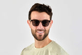 Man wearing Carter, Green Tortoise Retro Square Sunglasses