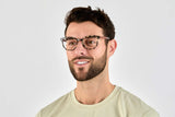 Man wearing Faith Ivory, Ivory Tortoise Geometric Glasses