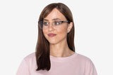 Woman wearing Enchanted Gold, Semi Rimless Cat Eye Glasses