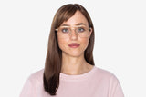 Woman wearing Drive Gold, Retro Square Aviator Glasses