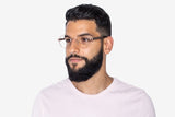 Man wearing Joy Rose Gold, Rose Gold Metal Round Glasses