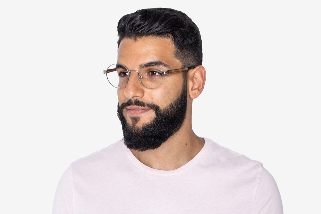 Man wearing Joy Silver, Silver Metal Round Glasses