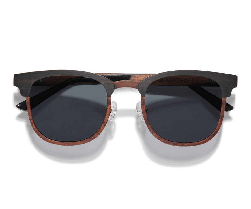 Kraywoods Oxford, Men square ebony wood sunglasses with 100% UV protection and polarized lenses