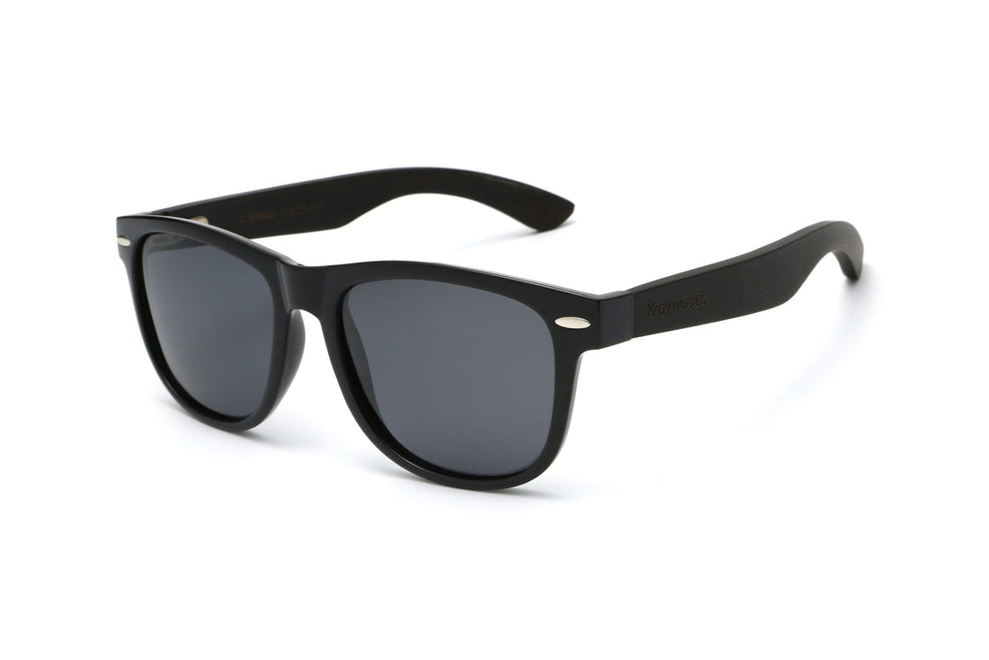 Challenger, Black Wood Square Sunglasses - Angled