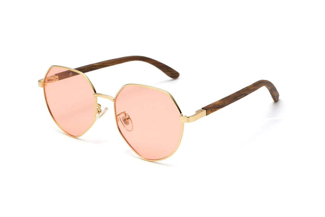 Elton, Elton John Sunglasses in Pink Hexagon - Angled