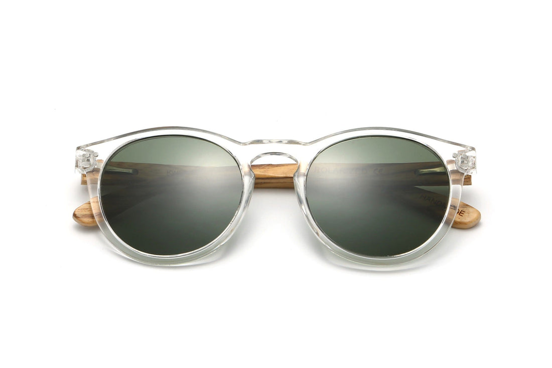 Funk, Round Clear Frame Green Lens Sunglasses - Folded