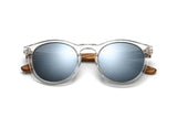 Groove, Round Clear Frame Reflective Sunglasses - Folded