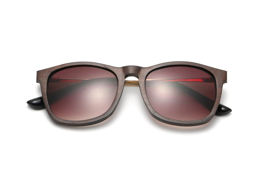 Hazel, Gradient Brown Square Sunglasses - Folded