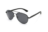 Leo, Black Aviator Sunglasses with Polarized Lens - Angled