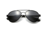 Leo, Black Aviator Sunglasses with Polarized Lens - Folded