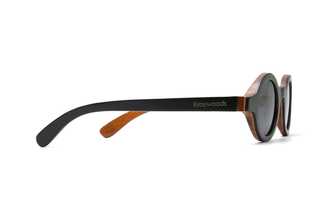 Magnolia, Small Round Wood Sunglasses - Side